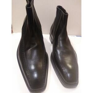 MENS SERGIO ROSSI BLACK LEATHER CHELSEA ANKLE DRESS BOOTS SHOES SZ 8. M Italy
